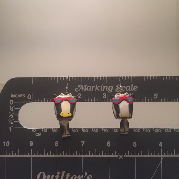 Vintage Cool Cow with Sunglasses Earrings - Picture 5 of 5